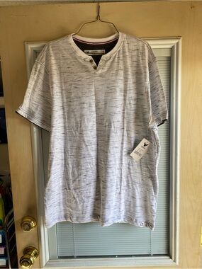 Company Eighty One Casual Heathered Henley Tee - White/Gray